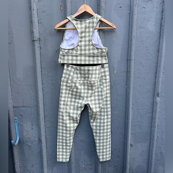 Sweaty Betty Super Soft green Gingham checked sports bra, M - Picture 5 of 7